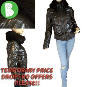 FRATELLI ROSSETTI BROWN LEATHER & BEAVER FUR COLLAR BOMBER JACKET (40)